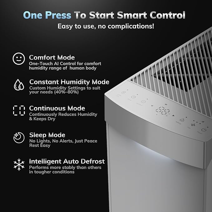 4500 Sq.Ft Energy Star 2025 Dehumidifier,AEOCKY Max 74 Pint/D Smart Compressor Dehumidifier with Drain Hose, Intelligent Humidistat,for Basement,Bedroom,Home,Bathroom (Green) - Image 7