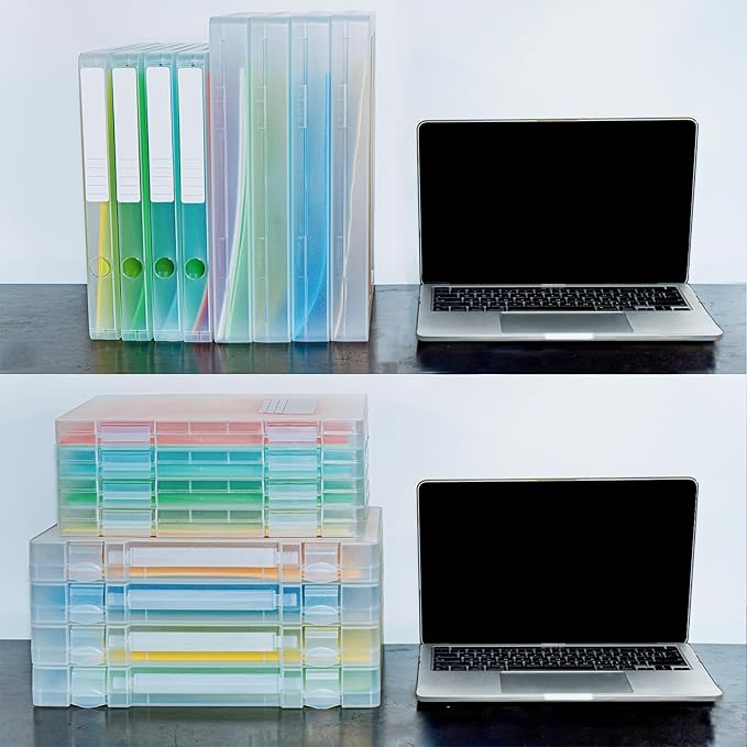 8 Packs Paper Storage Boxes, Plastic Multi-Purpose Thick Scrapbook Storage Box for Office,Craft or Art Supplies, 8.5 x 11 Plastic Portable Project Case for US letter Size and A4 paper - Image 4