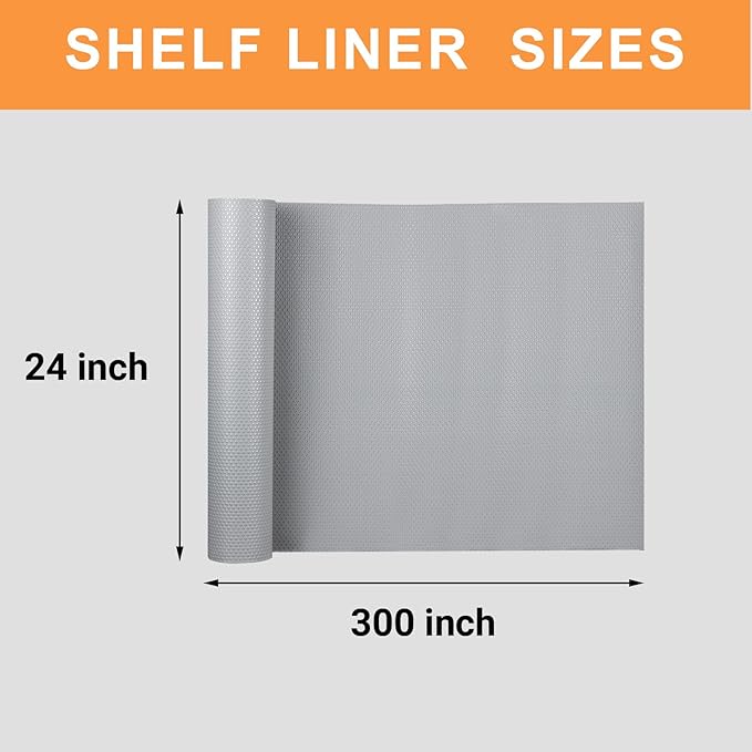 Shelf Liner 24 inch-Wide Waterproof Cabinets Liners - Non Adhesive, Easy to Cut Under Sink Mat Liners for Kitchens Drawer, Shelves, 24 X 300 Inch Light Gray - Image 8