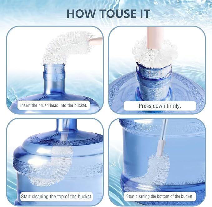 2 Pack 28" Long Bottle Brush, 3 & 5 Gallon Bottle Cleaner Brush, Nylon Bristles and Stainless Steel Handle Bendable Replaceable Brush Head Bottle Cleaning Brush - Image 2
