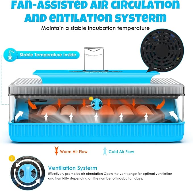 25 Egg Incubator Digital Poultry Hatcher Machine with Automatic Egg Turning, incubators for Hatching Eggs, Temperature & Humidity Control, LED Screen, General Purpose Incubator, Support 95-125 Volts - Image 2