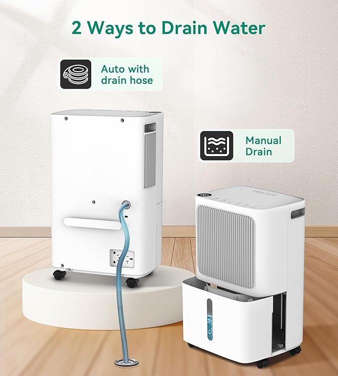 2500 Sq.Ft Dehumidifier for Basement with Drain Hose Max 34 Pints, Dehumidifiers for Home,Bathroom,Large Room, Bedroom, Three Modes, Intelligent Humidity Control, Dry Clothes, 24HR Timer - Image 4