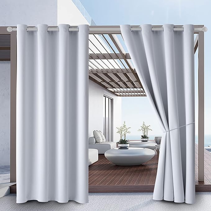 Outdoor Indoor Curtains W52 x L63 for Patio - Weather-resistant Window Panels Privacy Protect Grommet Top Thermal Insulated Home Curtain for Porch Pergola Lawn Garden Hot Tub Area (2 Panels) by DivaenCamino