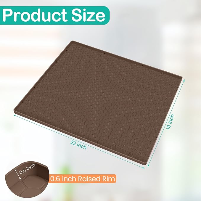 Waterproof Under Sink Mat 22" x 19", Silicone Cabinet Liner, Rubber Protector for Kitchen and Bathroom, Keeps Cabinets Clean, Dry, and Organized (Brown) - Image 2