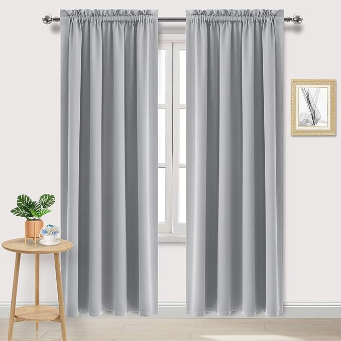 DWCN Silver Grey Blackout Curtains for Bedroom, Thermal Insulated Energy Saving Room Darkening Curtains for Living Room (W60 x L84 inch, Set of 2 Panels, Top of Rod Pocket) by DWCN