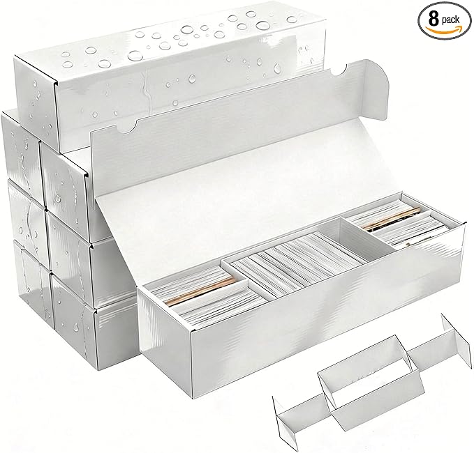 Upgraded Card Storage Box with Removable 5-Compartment,8-Pack Laminated Trading Card Storage Box, Organization Storage for Trading Cards Prevents Leaning,Bulk Card Box for TCG/Mtg/Sports Cards Storage by XRACV