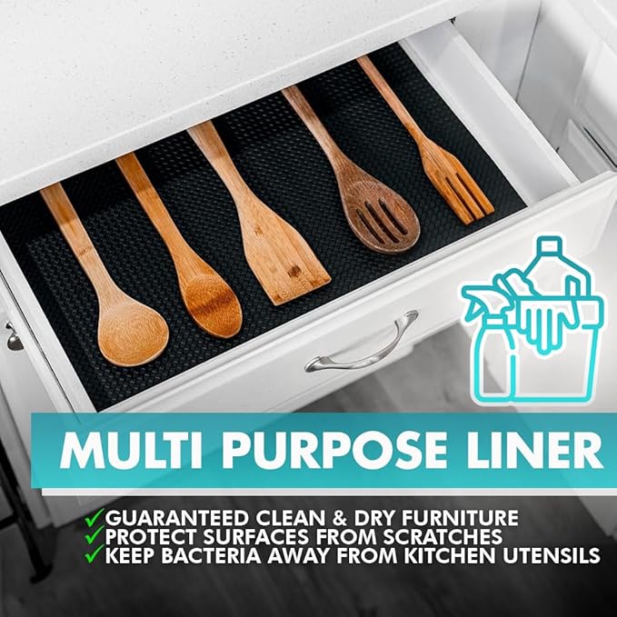 Shelf Liner, Drawer Liner & Kitchen Cabinet Liner – Thick Waterproof Rubber Refrigerator Liners, Fridge Mat, Wire Shelf Cover for Dresser, Pantry, Bathroom, Closet & Toolbox - Image 5