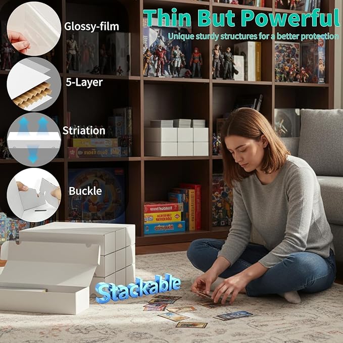 Card Box for Trading Cards Storage Box, Laminated Card Storage Box with Dividers, 1100 Count White Cardboard Boxes for Mtg/TCG/Magic/ Sports Card Storage,Trading Card Holder for Collector(3 Pack) - Image 6