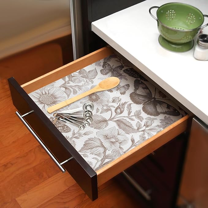 Drawer and Shelf Liner for Kitchen Cabinets,Non-Adhesive Cabinet Liner,Non Slip Waterproof Drawer Liner,Easy to Clean Strong Grip Kitchen Liner for Cupboard,Dresser,Shelves,(12In x 10FT) - Image 3