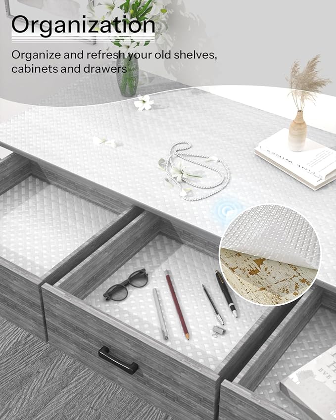 Shelf and Drawer Liner for Kitchen Cabinet, Non-Adhesive 24in x 120in Waterproof Contact Paper Refrigerator Liners Thickened Durable EVA Material Non Slip Mat for Dresser Cupboard Pantry Protector - Image 5