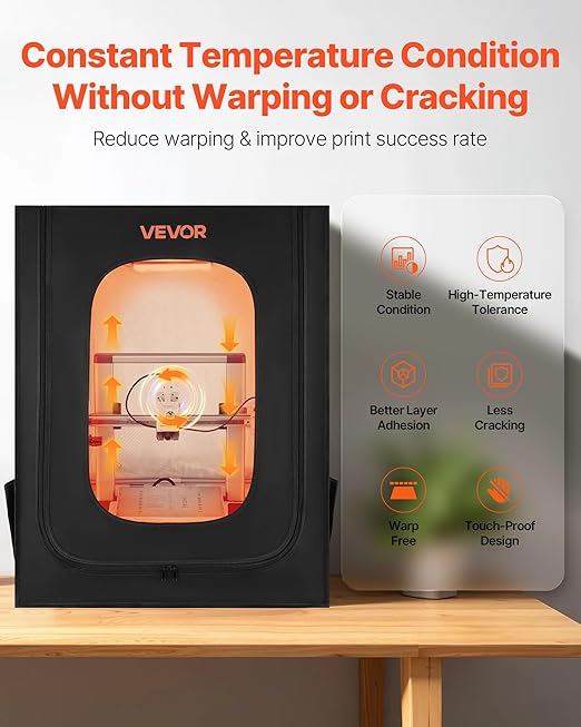 VEVOR 3D Printer Enclosure, Dustproof Waterproof Large Oxford Cloth 3D Printer Tent, Constant Temperature Protective Case with LED Lighting, Compatible with Creality/ELEGOO/Anycubic Popular Models - Image 2