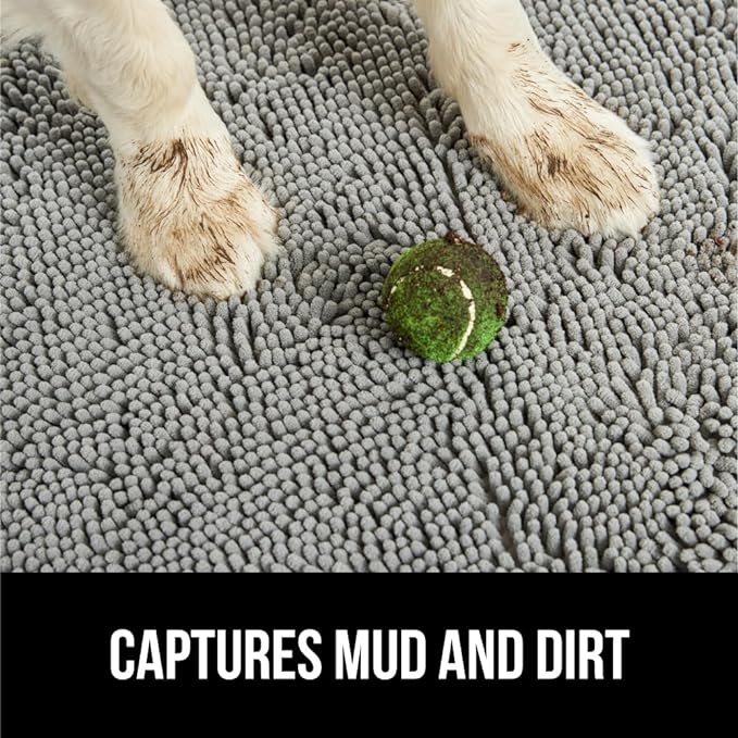 GORILLA GRIP SOAKSTOPPER Dog Door Mat, 48x30 Machine Washable Rug Absorbent Doormat Captures Moisture Mud Dirt, Quick Dry Soft Chenille Entryway Rugs Indoor Entrance Mats for Dog Paws, Grey - Image 3