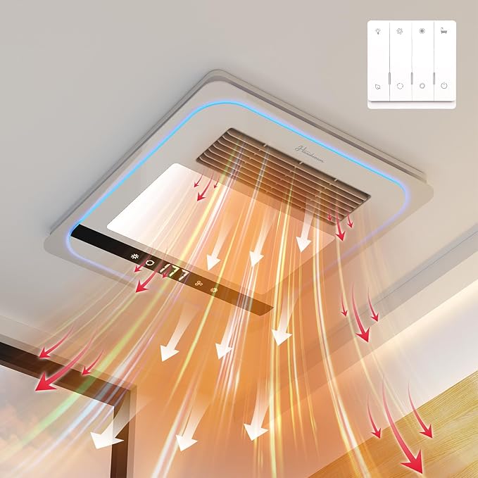 4 in 1 Bathroom Exhaust Fan with Light, 1760W Bathroom Heater Fan Light Combo, 190 CFM 1.0 Sone Exhaust with Heater, Ventilation for Home, Bath, Hotel - Image 2