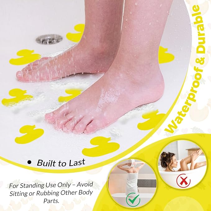 S&X Bathtub Non Slip Stickers for Kids, 12-Pack Cartoon Duck Shower Non Slip Stickers - Comfortable High Grip On Slippery Surfaces - Image 5