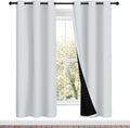 NICETOWN 100% Blackout Window Curtain Panels, Greyish White, 2 Pieces, 42-inch Wide Per Panel, Full Light Blocking Drapes with Black Liner for Nursery, 72-inch Drop Thermal Insulated Draperies by NICETOWN