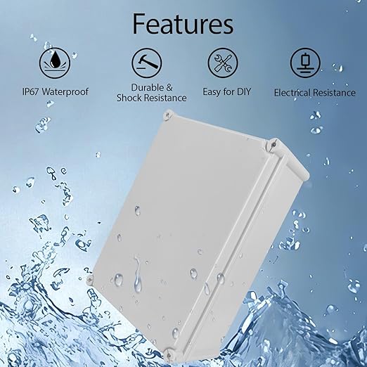Junction Box，15"x 11"x 5.1" Outdoor Electrical Box with Mounting Plate, IP67 Dustproof Waterproof ABS Plastic Project Box, DIY Electrical Enclosure Gray (380x 280x 130 mm) - Image 5