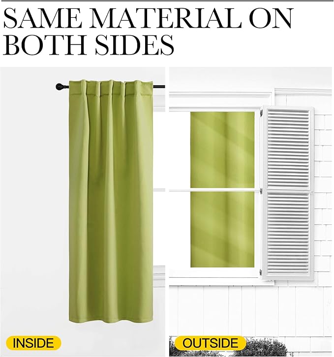 NICETOWN Blackout Curtain Panels for Living Room - (Fresh Green Color) 42x36 inch, 2 Panels Set, Room Darkening Blackout Drapes for Window - Image 6