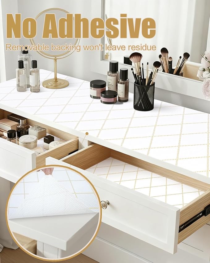 Shelf Liners for Kitchen Cabinets Non-Adhesive, Non-Slip Thickened Shelf Paper Waterproof Washable for Drawer Dresser Pantry Shelve Bathroom Protector Liner - Image 3