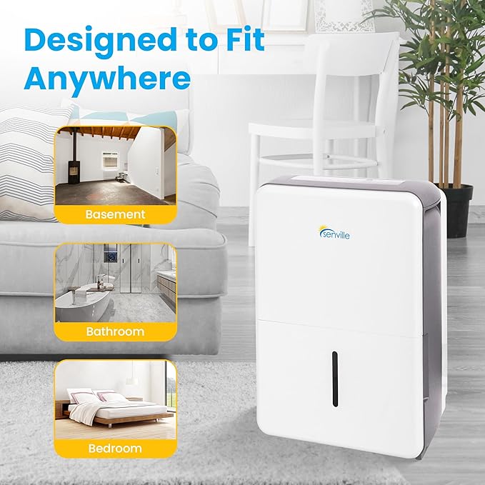 Senville 35 Pint Dehumidifier (Previously 50 Pint), Energy Star Certified, Washable Filter, Ideal for Basements, Medium & Large Sized Rooms, Up to 3,000 Sq. Ft., White - Image 7