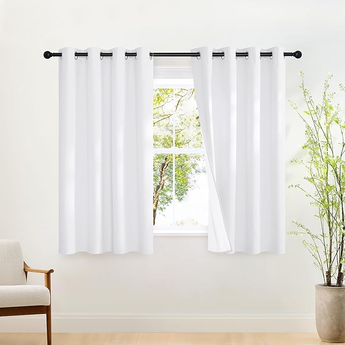 NICETOWN 100% Blackout Door Curtain 63 inch Long Thermal Insulated Room Darkening Privacy Short Curtain Window Treatment, Closet Drapes for Front/Sliding Door (Pure White, 52W x 63L, 1 Panel) by NICETOWN