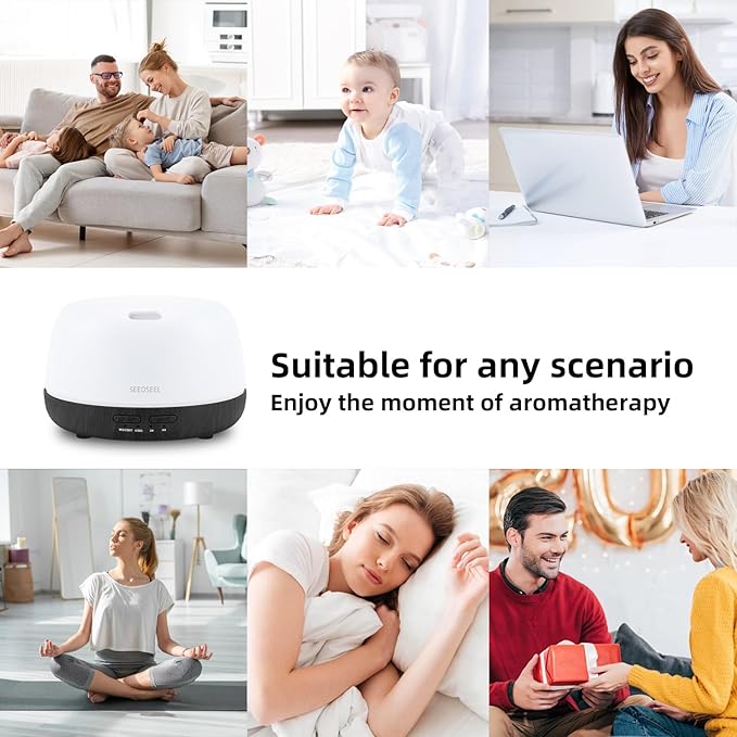 300ML Essential Oil Diffuser with Remote Control, Aromatherapy Diffuser with 7-Color Changing LED Light for Small Rooms, Bedroom, and Home - Image 4