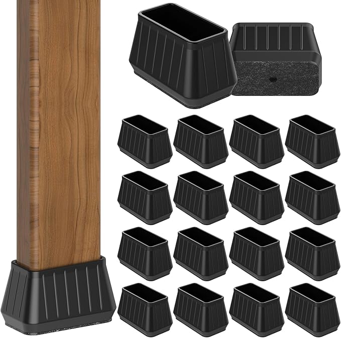 24PCS Rectangular Chair Leg Floor Protectors for Hardwood Floors, Thicken Rubber Chair Leg Cap Covers, Non Slip Furniture Leg Pads to Protect Wood Tile Floors from Scratches and Reduce Noise by Violibar