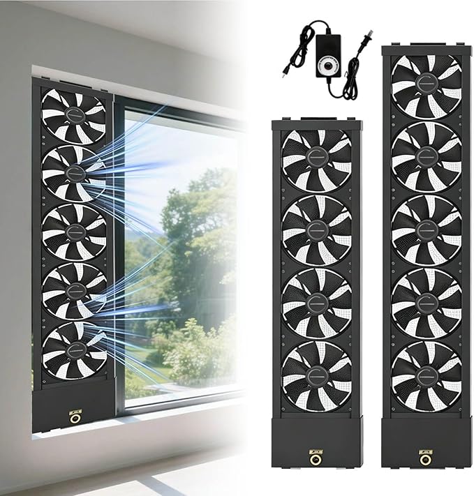 Adjustable Window Exhaust Fan for Sliding Windows, Vertical Window Exhaust Fan Adjustable wind Speed No Need to Drill Holesembed Ded Installation for Bedroom, Kitchen, Attics, Garages(2.79-2.95FT) by Unknown