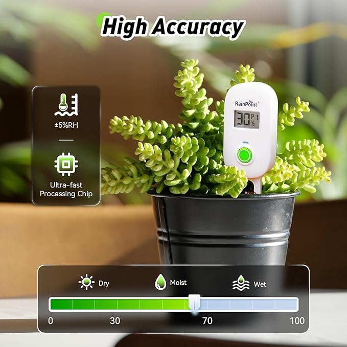 RAINPOINT Smart Digital Wireless Plant Moisture Meter Houseplant Indoor,WiFi Hub Needed,Capacitive Probe,Leave-in Soil Hygrometer Sensor,Real-time Monitor Outdoor Greenhouse Gardening(Two-Pack Set) - Image 8