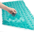WELTRXE Non Slip Bath Mat Pebbles Bathtub Mat with Suction Cups, Drain Holes for Bathroom Showers, Tub, 35 x 16 Inches Machine Washable Bathroom Mats BPA, Latex Free Safe Shower Mats - Teal by WELTRXE