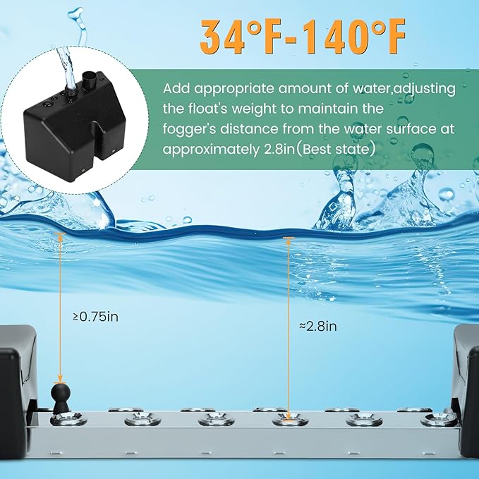 Ultrasonic Mist Maker Fogger 12 Head(9000ml/H), 110V 400W Power Water Proof Ultrasonic Mister, Ultrasonic Fogger Humidifier with Float, for Halloween Atmosphere, Vegetable Preservation, Landscape - Image 6
