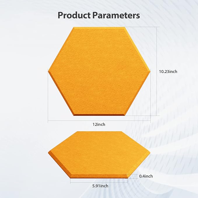 12 Pack Acoustic Panels Self Adhesive Sound Proof Foam, High Density Sound Acoustic Foam Panel, 12X10.23X0.4 Inch Hexagon Wall Panels in Home, Office, Reccording Room, Studio(Orange) - Image 6