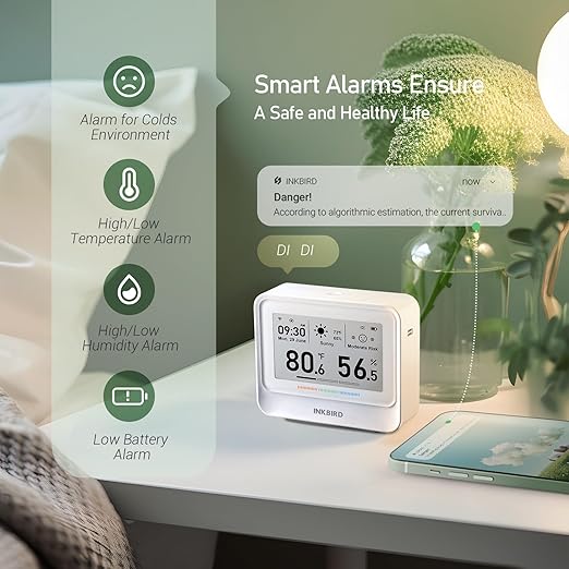 INKBIRD WiFi Thermometer Hygrometer, Temperature and Humidity Sensor with Weather Station, 9-in-1 IBS-TH5 with Electronic Ink Display, 2 Years Free Data Storage Export, Remote Monitor for Room - Image 7