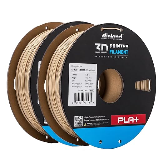 INLAND Micro Center PLA+ 3D Printing Filament 1.75mm - PLA Pro Dimensional Accuracy +/- 0.03 mm - 1kg Cardboard Spool (2.2 lbs) (2 Pack Bone White, 1.75mm) by INLAND