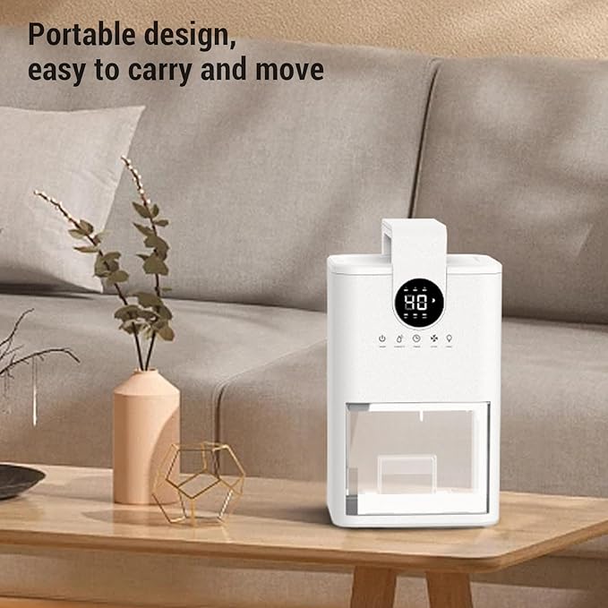 Small Dehumidifier, 1L Water Tank Portable Dehumidifier with Smart Humidity Control, Auto Shut Off, Colorful Night Light, for Bathroom, Bedroom, RV, Closet (US Plug 500W) - Image 4