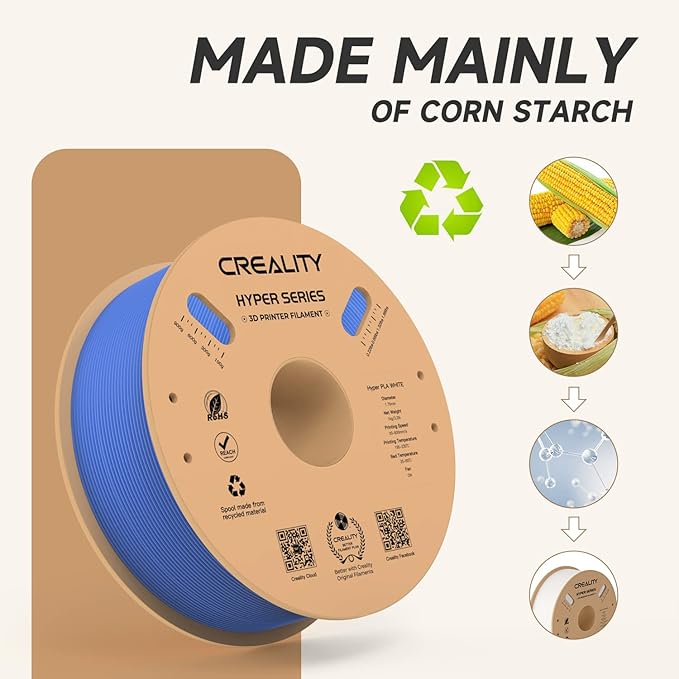 Official Creality Hyper PLA Filament 1.75mm, High Speed PLA 30-600mm/s 3D Printer Filament, Dimensional Accuracy +/-0.02mm, Fit Most FDM 3D Printers，1KG(2.2lbs) Spool Blue - Image 5