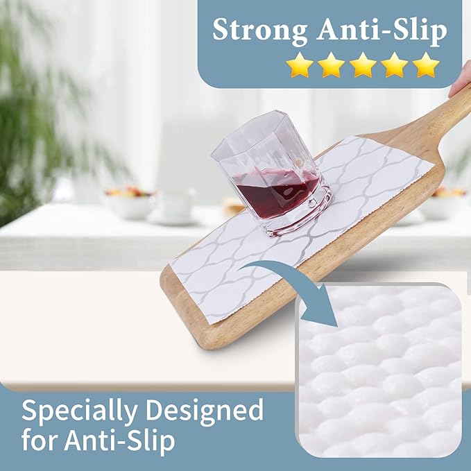 Shelf Liners for Kitchen Cabinets 12in x 20FT Non Adhesive Drawer Liner Silver Quatrefoil Shelf Liner Paper Strong Non-Slip Easy to Clean for Tool Box Refrigerator with Knife and Tape Measure - Image 4