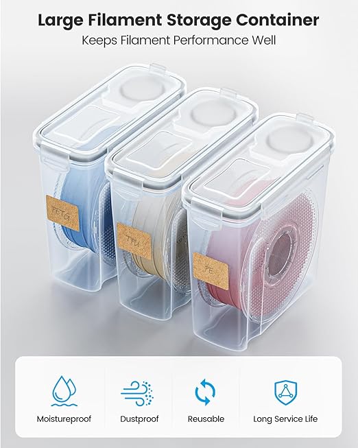 YOOPAI Filament Storage Box - 8 Pack Filament Container for 3D Printing Sealing and Protection - Portable Storage Box with Desiccants&Label for Home&Office,Water-Proof and Dust-Proof 4.0L - Image 2