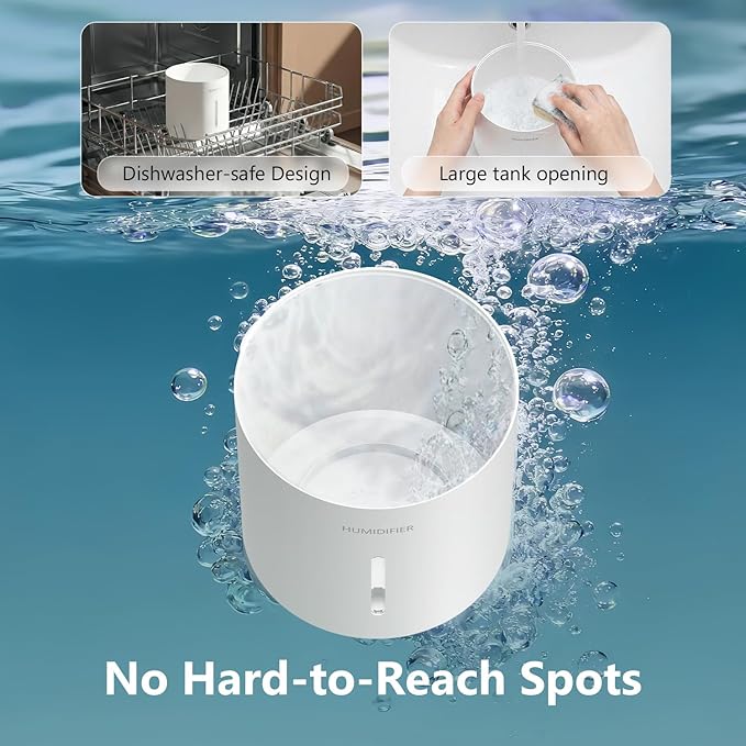 3L Mist-Free Evaporative Humidifier for Bedroom, Top Fill Humidifier Work with Tap Water, Touch Control,USB Powered, Sleep Mode, Night Light,1–8H Timer, Easy-Clean Design for Home Office - Image 6