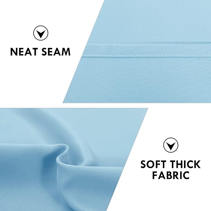 DWCN Blackout Curtains Thermal Insulated Energy Saving Bedroom and Kitchen Curtains Window Treatments, W 38 x L 45 Inch, Set of 2 Light Blue Rod Pocket Drapes - Image 6
