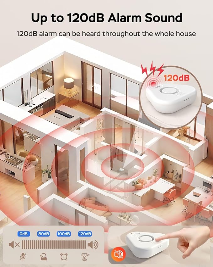 Water Detector Sensor,Water Leak Detectors for Home with App Alerts,Water Alarm with 120db Adjustable Alarm,500ft Transmission for Basement, Bathroom, Laundry, No Hub Required (Support 2.4G) - Image 5