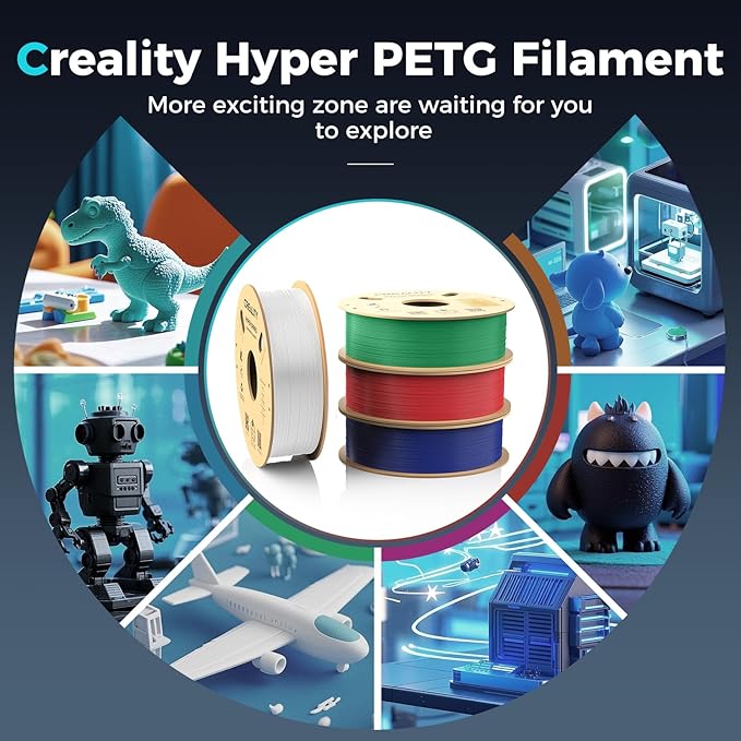 Creality PETG Filament, Hyper 1.75 mm 1 kg PETG: High-Speed 3D Printer Filament 30-600 mm/s, Dimensional Accuracy +/- 0.02 Cardboard Spool (2.2 lbs) for Most FDM 3D Printers,White - Image 6