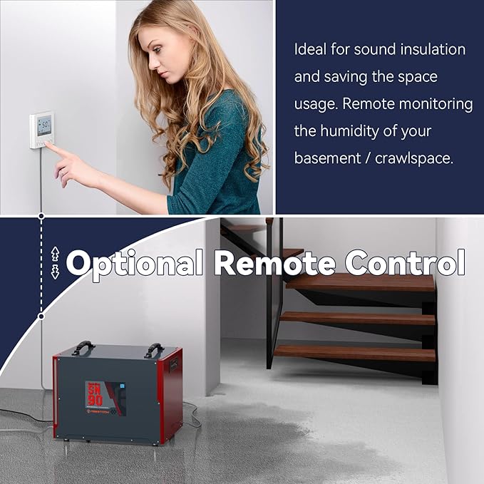 ABESTORM Crawl Space Dehumidifier, Energy Star 198 Pint Commercial Dehumidifier with Drain Hose for Basement, Crawlspace, Whole House, Portable, Auto Defrosting, Memory Retarting - Image 4