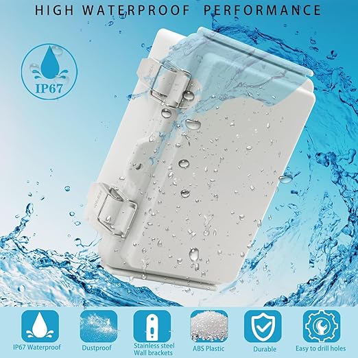 Waterproof Electrical Box Junction Box Weatherproof IP67 ABS Plastic Enclosure Switch Router Project Box Electronics Enclosure with Mounting Plate Wall Bracket Grey 5.9"x3.9"x2.8" - Image 2