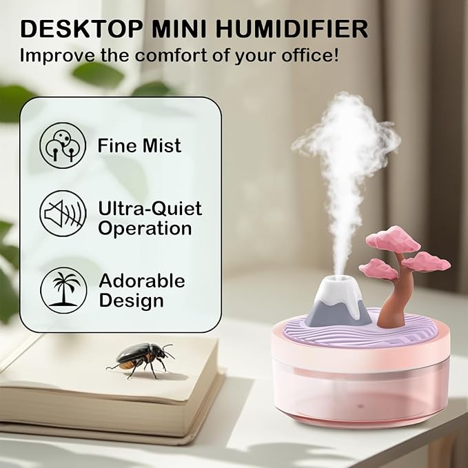 Landscape Night Light Humidifier with 2 Mist Modes, 320mL Large Tank Whisper-Quiet for Baby/Nursery/Office, Portable Mini Air Moisturizer - Image 4