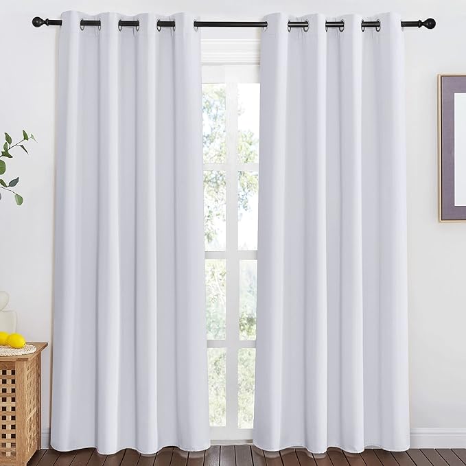 NICETOWN Room Darkening Privacy Doorway Curtains - Grommet Thermal Insulated Light Blocking Window Treatments for Bedroom/Living Room (W46 x L80, 1 Panel, Greyish White) - Image 2
