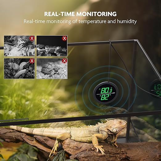 PAIZOO LED Digital Reptile Thermometer and Humidity Gauge Hygrometer for Snake Tank Accessories - USB Power Supply - Black - Image 4