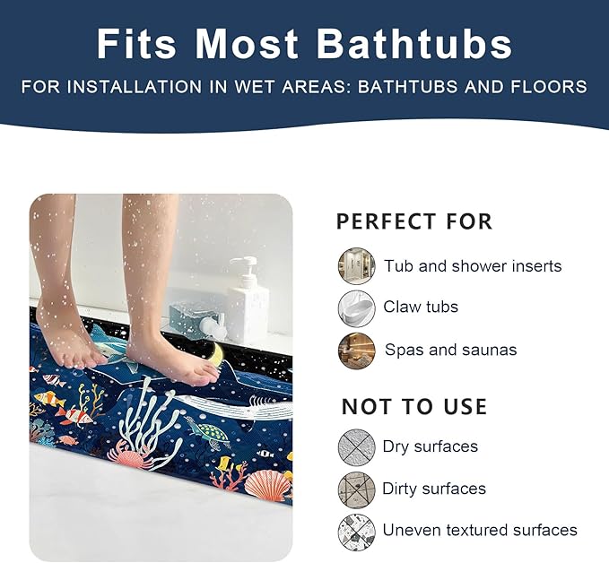 XIYUNTE Baby Bath Mat for Tub Non Slip Kids Bath Mat - 40"x16" Extra Long Bathtub Mat Non Slip Kids, Eco-Friendly Toddler Bath Mats with Suction Cups for Secure Grip, Easy to Clean & Easy Drying - Image 7