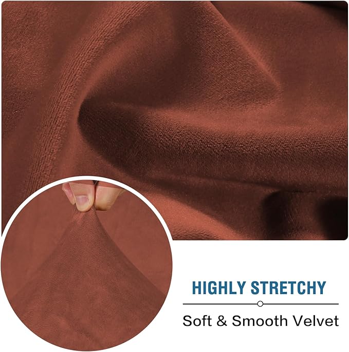 H.VERSAILTEX Velvet Stretch Individual Chaise Cover Sectional Couch Covers for L Shaped Sofa Both Left/Right Furniture Protector Seat Cushion Sofa Cover (1 Piece Chaise Cover, Rust) - Image 5