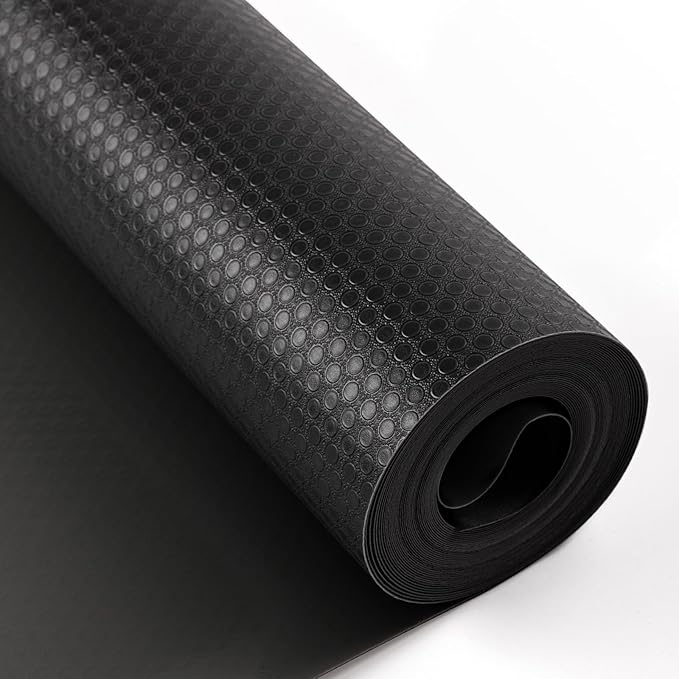 Bloss Non-Adhesive Shelf Liners - Waterproof & Oil-Proof EVA Kitchen Cupboard Liner, Black Drawer Mats, 17.7x177 Inch by Bloss