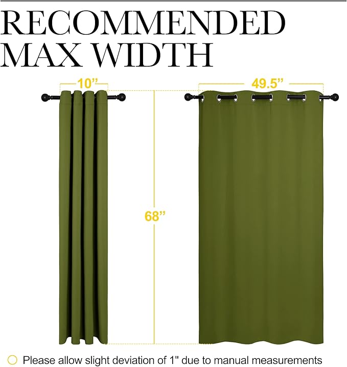 NICETOWN Bedroom Curtain Panels Blackout Draperies, Thermal Insulated Solid Grommet Blackout Curtains/Drapes (One Pair, 55 by 68-inch, Olive Green) - Image 7